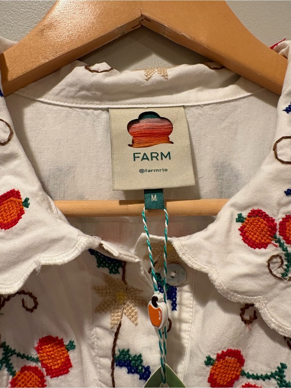 New Farm Rio Pitanga Embroidered Belted Mini Dress Sz M - Picture 7 of 15